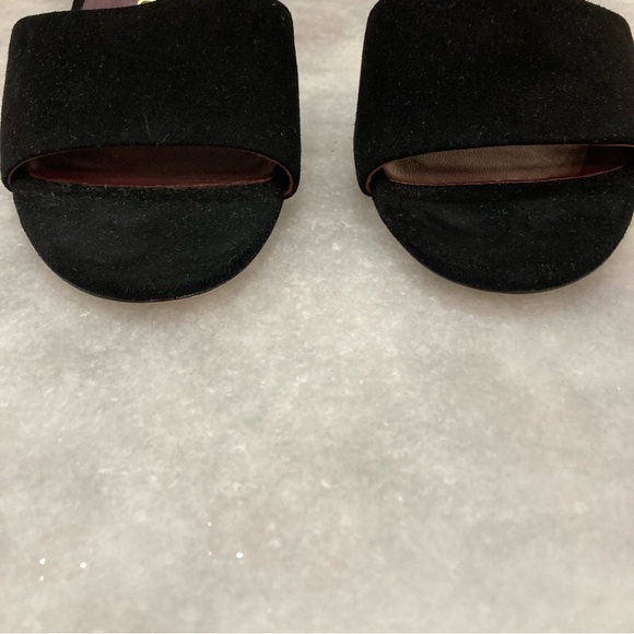 KATE SPADE NY Polished Black Suede Open Toe Snow Globe Clear Ball Heel Sandals - Picture 6 of 13